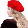 Womens Beret French Classic Beanie Hat Wool Beret Solid Color
