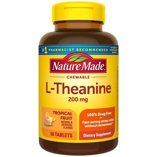 Nature Made Chewable L Theanine 200mg, L-Theanine Supplement for Stress Relie...
