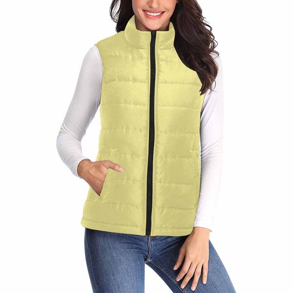 Womens Puffer Vest Jacket / Khaki Yellow - S