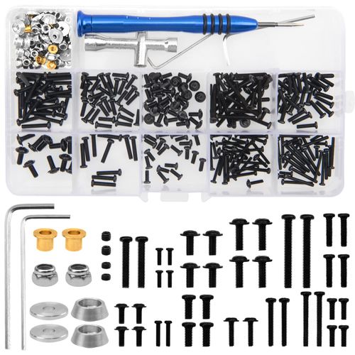 Vgoohobby 357Pcs Universal M2 M2.5 M3 RC Screws Kit Screw Fasteners Gasket Repair Tool Set Compatible with MN D90 D91 MN99S WPL C14 C24 B24 B36 1/12 1/16 RC Car