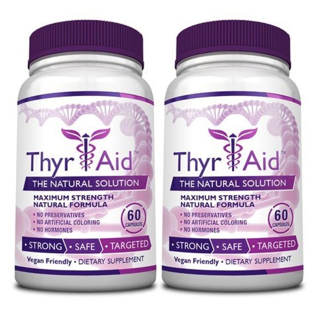 ThyrAid: Best Thyroid Support Supplement - Boosts Metabolism & Energy Levels and Maintains Healthy Weight - Supports Healthy Thyroid Function -Vegan friendly Formula - 2 Bottles (2 Months Supply)