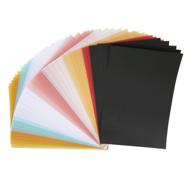 Pssopp 50Pcs Colored Vellum Paper Clear Coloured Card Paper Clear Vellum Paper Cardstock Paper for Printing Sketching Tracing Drawing (5.91 x 3.94in)