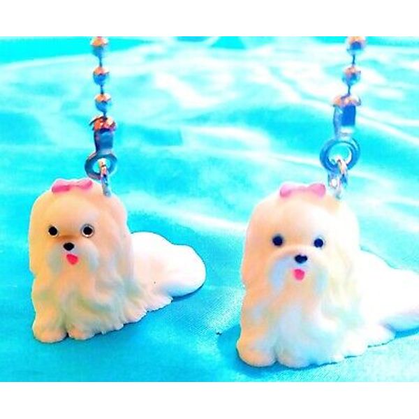 Set of Two ~ YORKIE Yorkshire Terrier Pink Bow Dog Pet Resin ~ Ceiling Fan Pulls