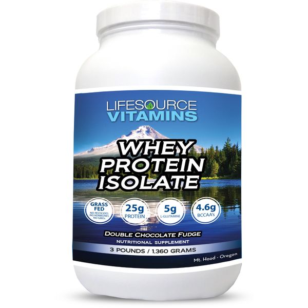 LifeSource Vitamins Whey Protein ISOLATE Grass Fed Double Chocolate Fudge 3 lbs