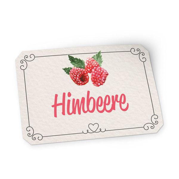 itenga 50x Marmeladen Etikett Himbeere Aufkleber Sticker Landhausstil hell selbstklebend für Marmelade Einmachgläser Geschenke - hochwertiges Papier - 4,5x3cm auch als Flaschenetikett verwendbar