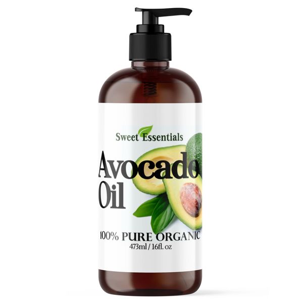 Sweet Essentials Premium Organic Avocado Oil, 16oz with Pump, Imported From Italy, 100% Pure, NON-GMO, Cold Pressed, Food Grade, Golden in Color