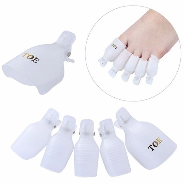 Gel Nail Removal Soak-Off Clip Pedi Set of 5 White