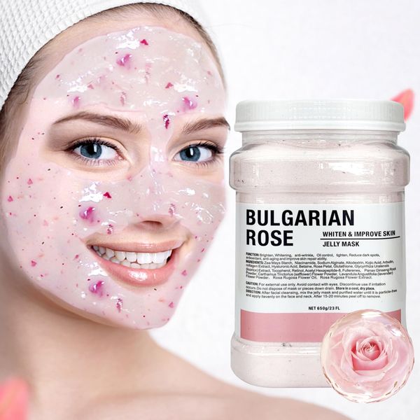Fokiabin Professional Face Jelly Mask - Bulgarian Rose Mask, 23 fl oz Jar Mask Skincare jelly masks for facials professional bulgarian rose jelly mask rose masks used in beauty salons esthetician supplies