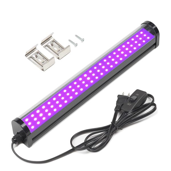 UV Black Light Bar, 25W Upgraded LED Blacklight Tube，395-405nm, Light Up 15x15ft Area, Plug+Switch+5ft Power Cord, Black Lights for Glow Party, Posters, Room, Bedroom Decor, Halloween, Birthday