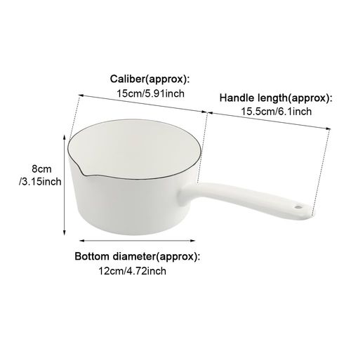 Enamel Milk Pan, 1.2L Enamel Saucepan, Mini Butter Warmer Pan with Pour Spout, Nonstick Milk Pot Enamel Melting Pot for Induction Electric Gas Stoves(white)