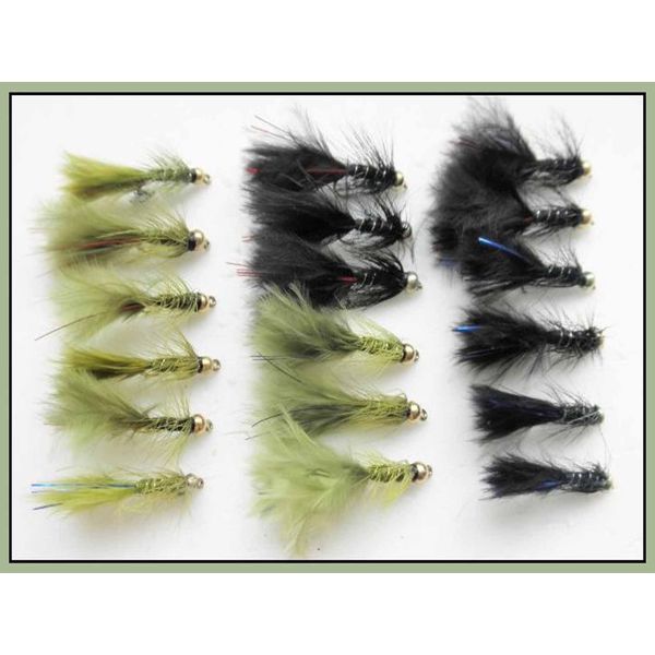 Trout flies, 18 Per Pack, Mini Flash Damsels, Size 12, Fly Fishing