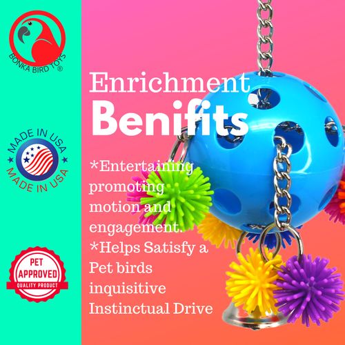Bonka Bird Toys 2304 Spikey Rainbow Pull 8" by 5", Medium Parrot, Pull Tug Puzzle Cage Toy, Conures, Pionus, Quakers, and Similar Birds