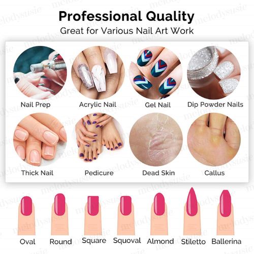 MELODYSUSIE Nail Drill Bits Set Carbide Less Dust Professional 3/32 Inches Nail Bits Filing Acrylic Nails Gel Nails Down Removing Cuticle Tools for Electric Nail Files Drill Machine, 7pcs, Gold
