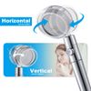 High Pressure Shower Head Adjustable 360° Rotation Turbine Water Saving Shower