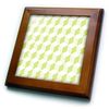 3dRose 8x8 Framed Tile - Diamond Repeating Pattern in Cream White and Ecru Digital Art - Honeycomb Pattern
