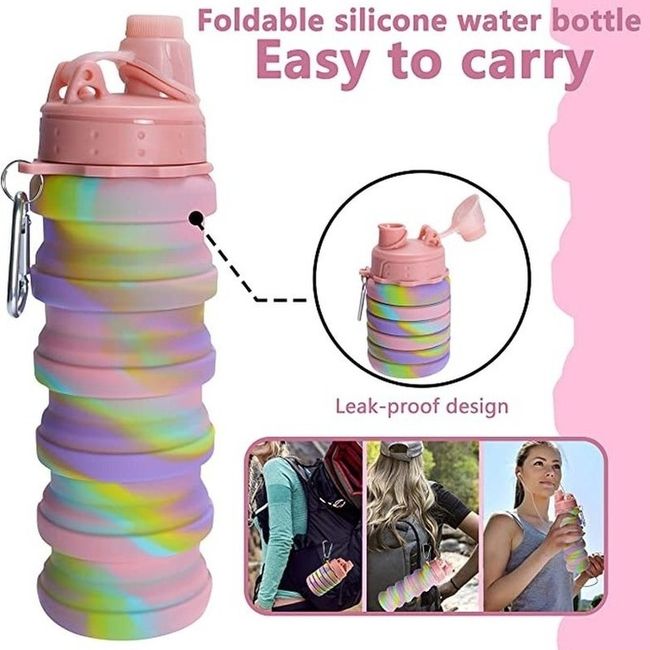 500ml Silicone Foldable Water Bottle 500ml Top Grade Silicone Water Bottles  for Travel Outdoor Sport Drop