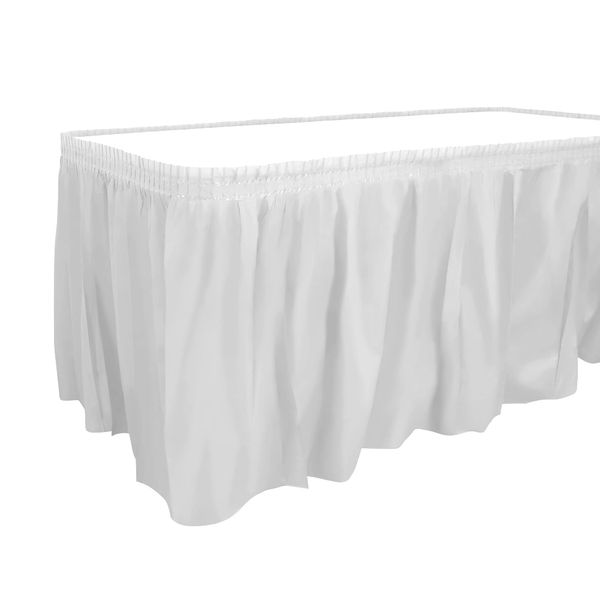 Party Dimensions Plastic Table Skirt, 29-Inches by 14-Feet - White - 1 Pack