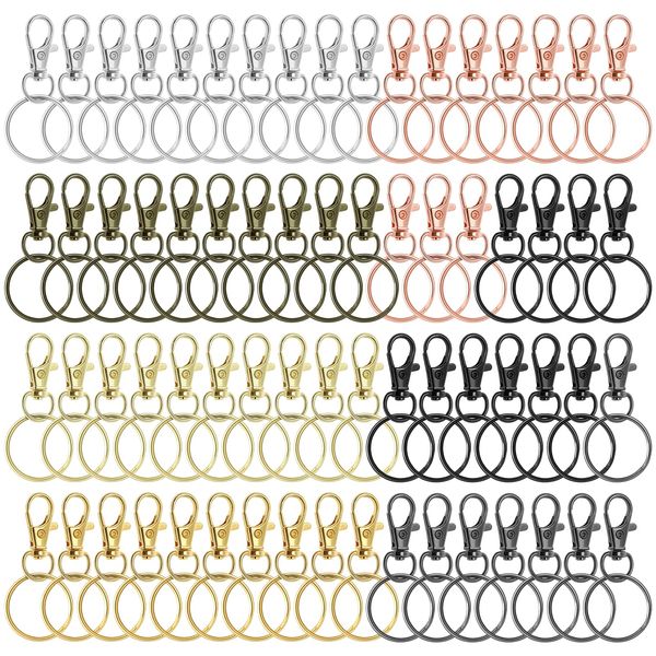 ASTER 70 Pieces Keychain Hooks with Key Rings Swivel Clasps Lanyard Snap Hooks Lobster Claw Clasp Key Chain Ring Hook for Purses Keychain Lanyard Handbags