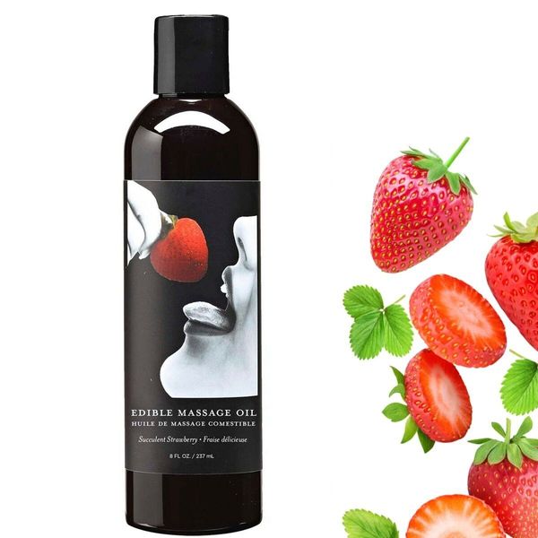 Earthly Body Lickable Edible Massage Oil 8oz Strawberry