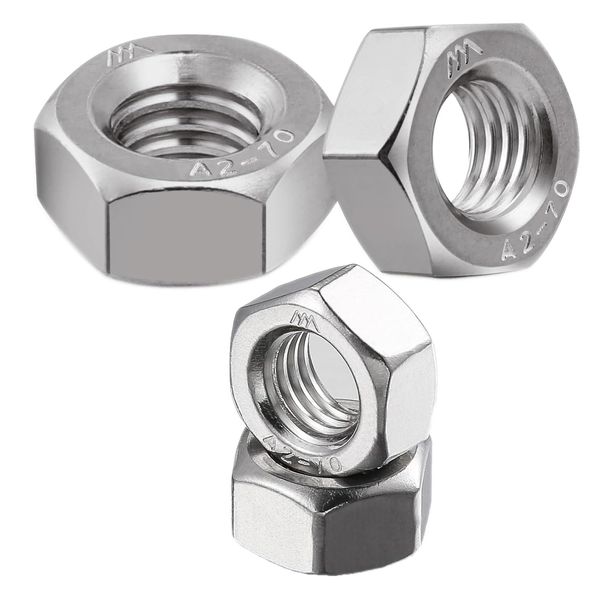 150pcs #10-24 Hex Nuts, 304(A2-70) Stainless Steel Hardware Nuts, SAE Hex Machine Screw Nuts