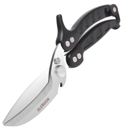 SLEMOON Kitchen Shears Heavy Duty Poultry Shears Meat Cutting Dishwasher Safe and Stainless Food Kitchen Scissors for Chicken Turkey Thanksgiving,Black