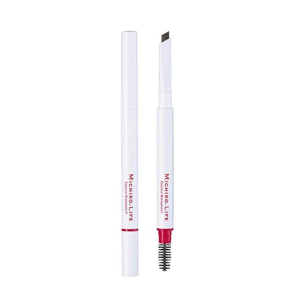 MICHIKO.LIFE 73267 Essence Brow Pencil (Natural Brown) with Sharpener and Brush, Naginata Shape, Produced by Michiko Fujiwara and Eyebrow Care