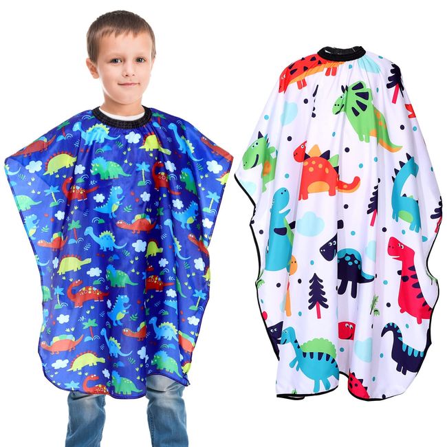 Beaupretty Kids Haircut Cape - 2 Pieces Kids Barber Capes Hairdressing Capes Dinosaur Hair Cutting Covers Salon Styling Cape for Boys Girls