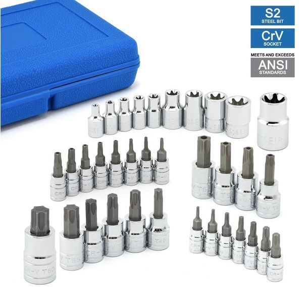 35PC TAMPER PROOF & REG. TORX SOCKET BIT SET- NEW