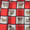 Dog Print Satin Stripe Scarf, Square Red