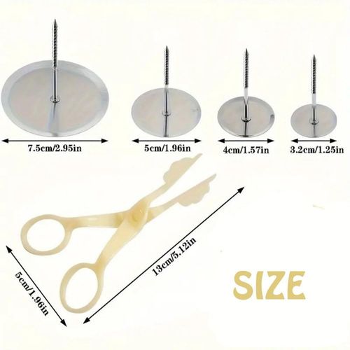 Cake Flower Nail Lifters Set - Stainless-Steel Baking Tools,6 Pcs,Icing Flowers Decoration