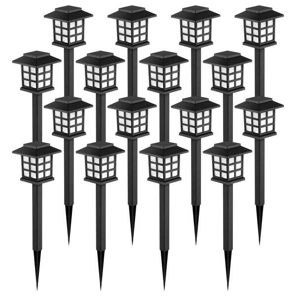 GIGALUMI LED Solar Walkway Lights, 16 Pack Waterproof Lights for Garden, Landscape, Path, Yard, Patio, Driveway - Maintain 10 Hours of Lighting