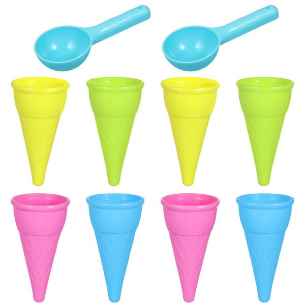 Toddmomy Toodler Toys 10 Pieces Plastic Ice Cream Cones Scoop Outdoor Beach Toys Set Kids Sand Mold Set Seaside Play Sand Toys for Kids Outdoor Toys