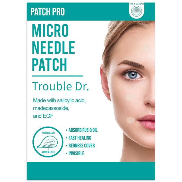 PATCH PRO Micro Pimple Patches Blemish Spot with Salicylic Acid and Skincare Ingredients - Needle Length 0.25mm Thin and Invisible Hydrocolloid Bandages - 9 patches