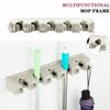 Indoor&Outdoor Mop Holder 5 Position with 6 Hooks PP Material Portable Holder
