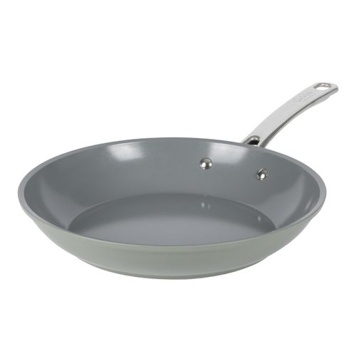 Sur La Table Kitchen Essentials 10 Inch Fry Pan PFA Free Titanium Ceramic Nonstick Interior Forged Aluminum Cookware Frying Pan - Green - Induction Compatible
