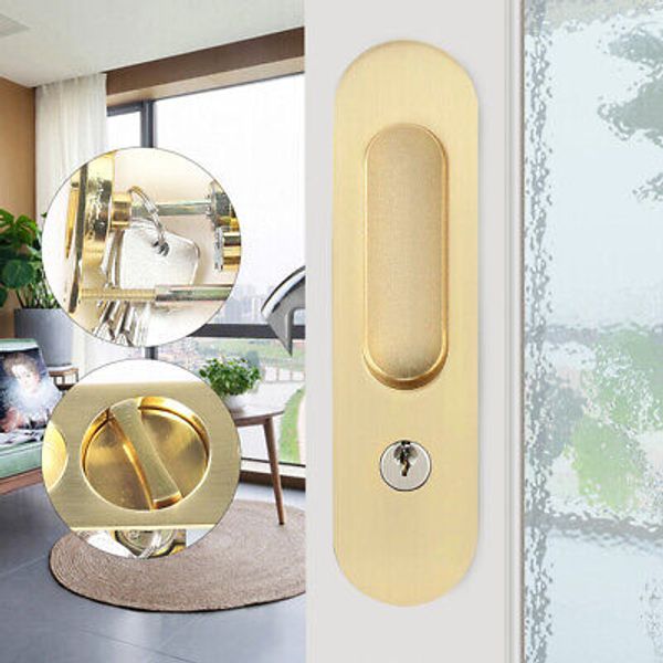 Home Sliding Door w/ Keys Invisible Security Door Lock Anti-theft for Barn Gate