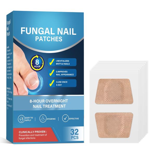 Fungal Nail Treatment for Toenails Extra Strong, Toe Nail Fungus Treatment for Toenail, Anti Fungal Nail Repair Patches for Weak and Damaged Nails Organic Tea Tree (32pcs)