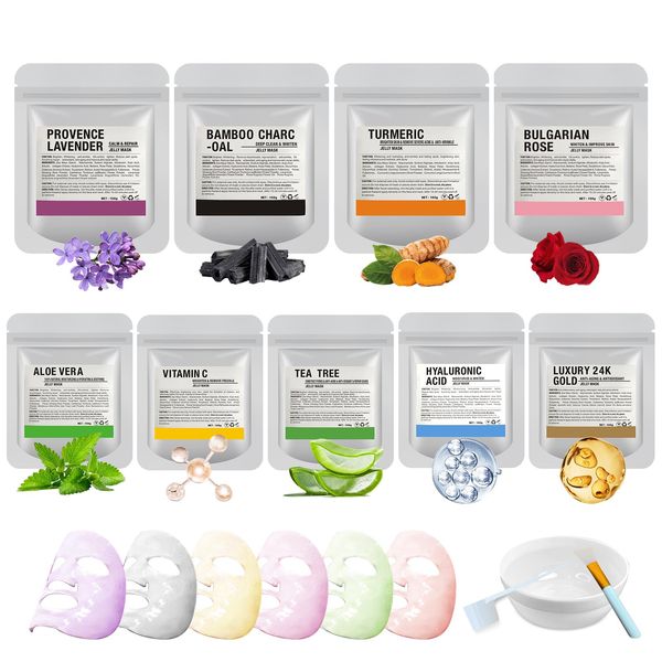 Fokiabin Jelly Mask For Facials Professional Esthemax Face Mask Kit Moisturizing Hydrating Wrinkles - 9 Flavors Hydrating & Brightening For Wrinkles 35 Fl Oz Gift Box