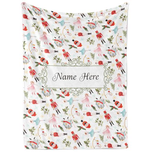 Personalized Nutcracker Ballet Blanket - Ships Next Day, Printed in USA - Plush Fleece Sofa Throw, Holiday Home Decor, Soft Christmas Bedding, Customizable Ballet Themed (Fleece 50x60)