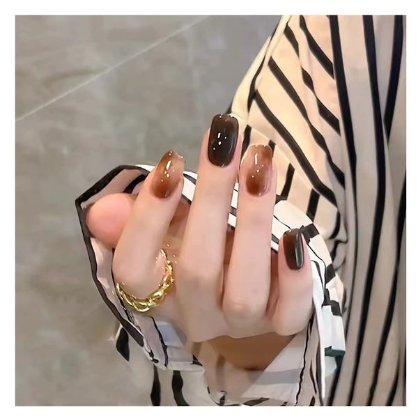 Lwenjing Nail Tips, False Nails, 3D Nail Tips, Handmade Nail Tips, Wedding Nails, Cute, Short, Nail Tips, Popular, Japanese Style, Bride Nails, Glossy, False Nails, 24 Pieces (S10)
