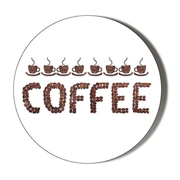 COFFEE LETTERING MADE OF COFFEE BEANS 58mm Handbag or Pocket Make Up Novelty Mirror