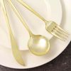 Tableclothsfactory 24 Pack | Gold Sleek Modern Flatware Set, Premium Plastic Silverware Cutlery Set - 8"