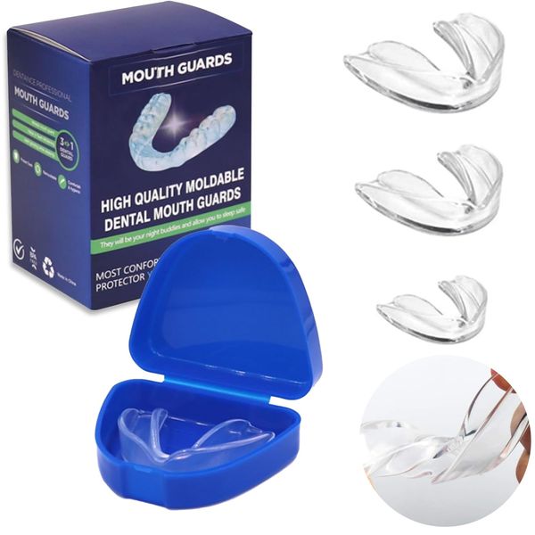 Comfortable Mouth Guard (Pack of 4) for Teeth Grinding, Anti Snoring Mouth Guard, Sleep Apnea Guard for Night, Anti Bruxism Gum Shield for Adults and Kids, Perfect Fit and Durable