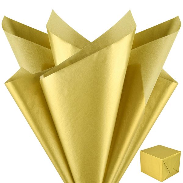 NEBURORA Metallic Gold Tissue Paper for Gift Bags 60 Sheets Gold Wrapping Tissue Paper Bulk 50 X 35 cm Gold Packaging Paper for Christmas Gift Wrap Art Crafts Birthday Wedding Decoration