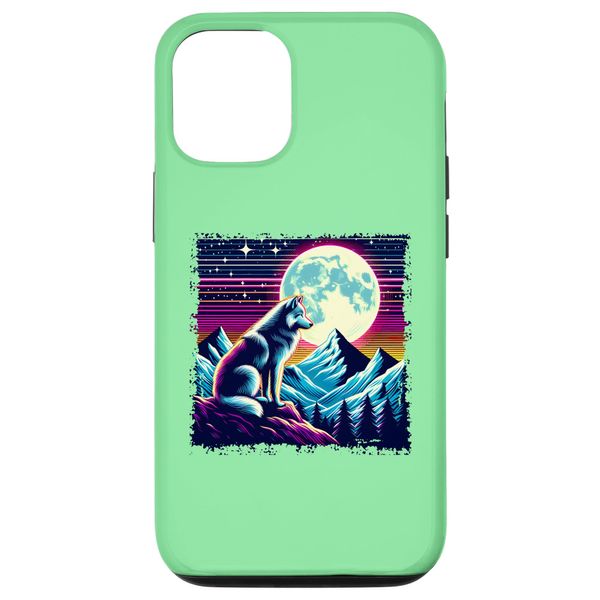 iPhone 13 Retro Wolf Mountain Moon Case