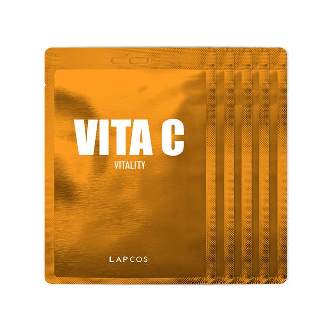 LAPCOS Vita C Sheet Mask, Daily Face Mask with Vitamin C to Brighten and Renew Skin, Korean Beauty Favorite, 5-Pack
