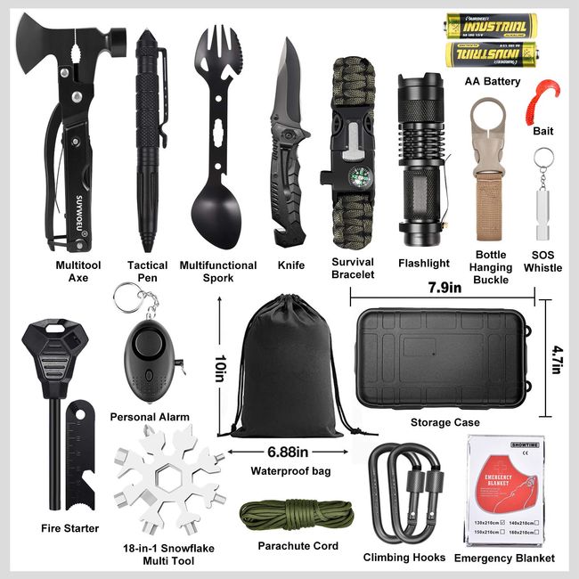 Gifts for Men Dad Husband Fathers Day, Survival Gear and Equipment kit 21  in 1, Professional