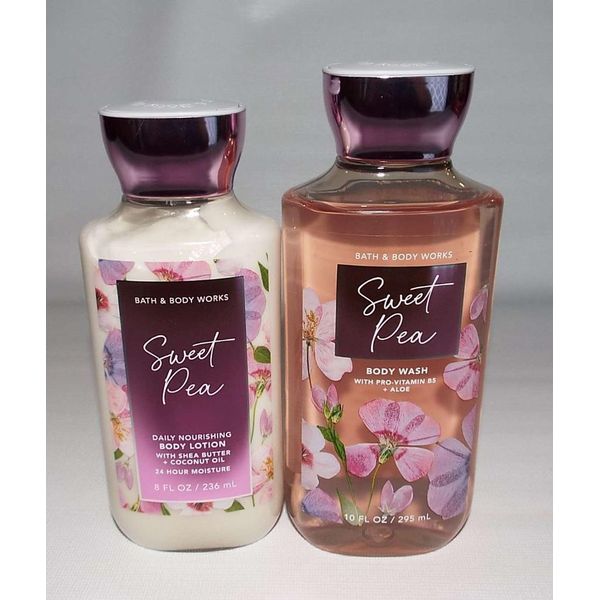 NEW Bath & Body Works Sweet Pea Shower Bath Wash Vitamin B5 & Aloe & Body Lotion