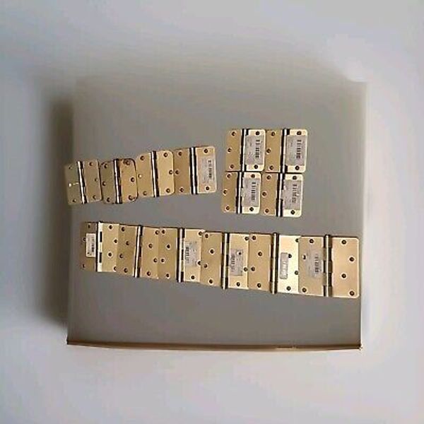 14 Satin Brass Door Hinges Parts LOT