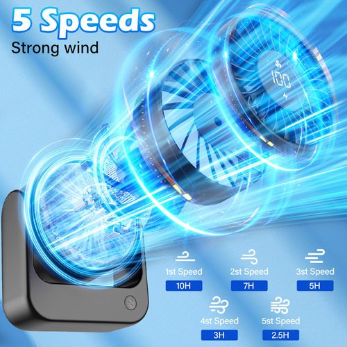 Desk Fan - Small Desk Fan with Digital Display, USB Rechargeable Fans, 360° Adjustment, 5 Speed Modes, Portable Desktop Table Cooling Fans for Home Office Makeup and Hot Flashes, Gifts for Men/Women